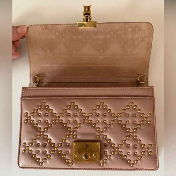Christian Dior Dioraddict Studded Chain Wallet Blush Pink Leather - Picture 7 of 16